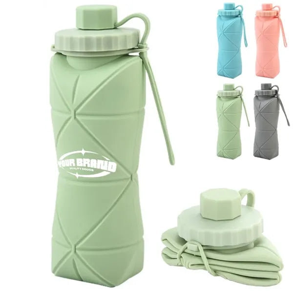 20Oz Silicone Foldable Water Bottle With Stretchable Design