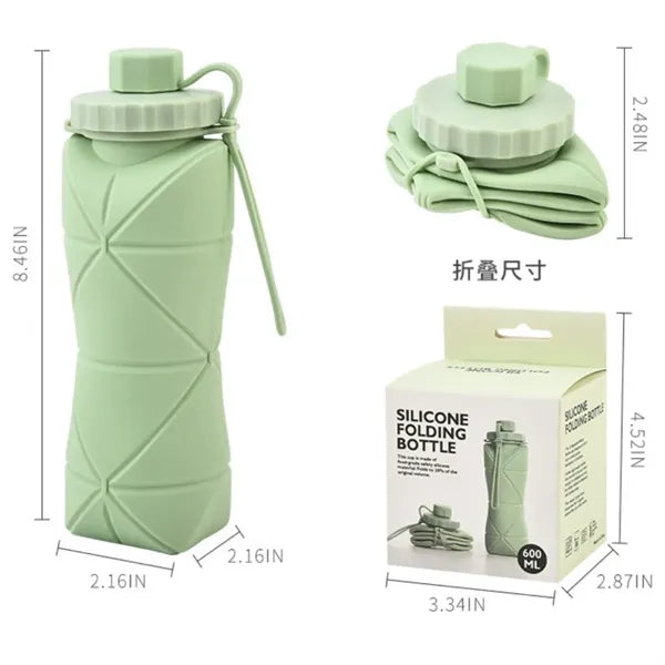 20Oz Silicone Foldable Water Bottle With Stretchable Design