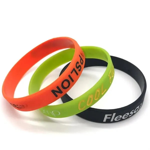 Debossed Printed Silicone Wristbands Bracelets