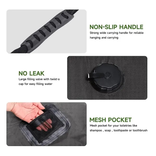2 IN 1 5 Gal/20L Portable Solar Water Tank/Shower Bag