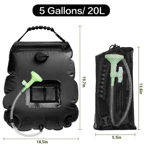 2 IN 1 5 Gal/20L Portable Solar Water Tank/Shower Bag