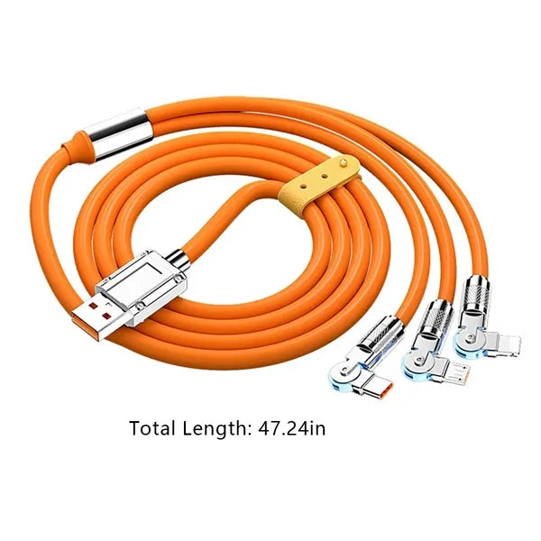 180 degree rotating light up cord phone fast charging cable
