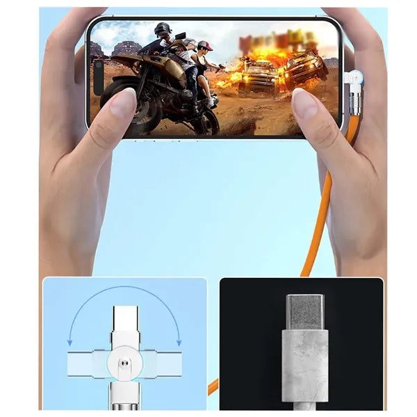 180 degree rotating light up cord phone fast charging cable