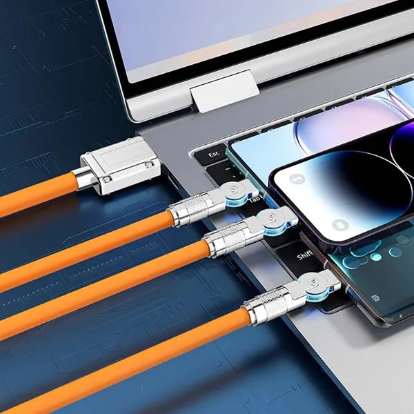 180 degree rotating light up cord phone fast charging cable