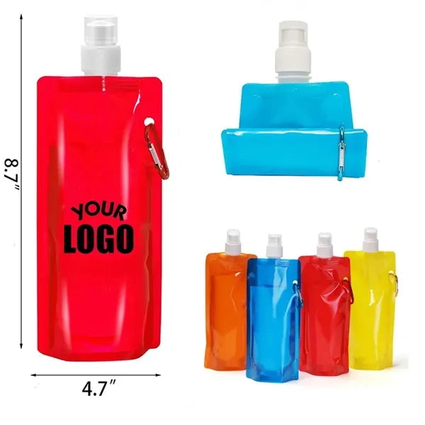 16 oz Foldable Water Pack With Carabiner
