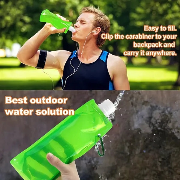 16 oz Foldable Water Pack With Carabiner