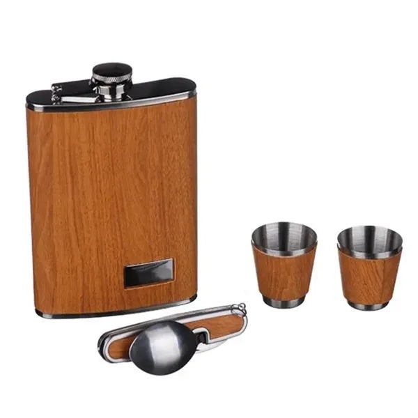 9oz Hip Flask with Tableware Box Drinkware Set