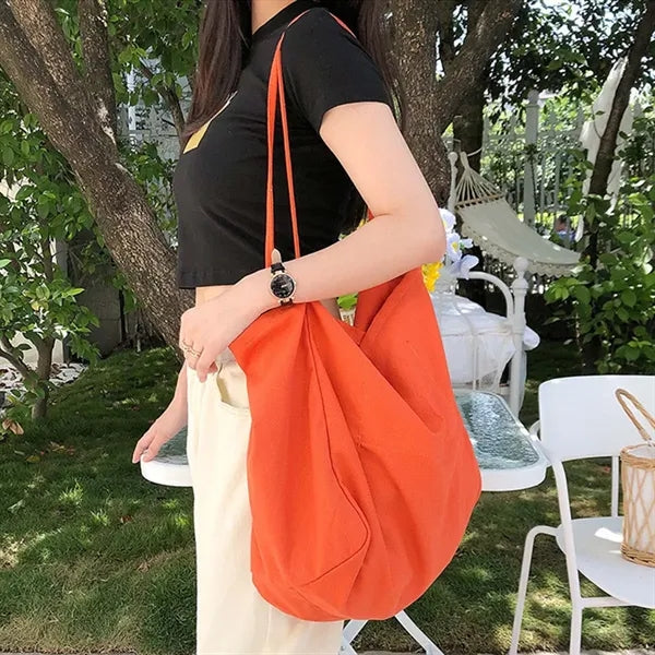 Woman shopping travel durable shoulder large canvas tote bag