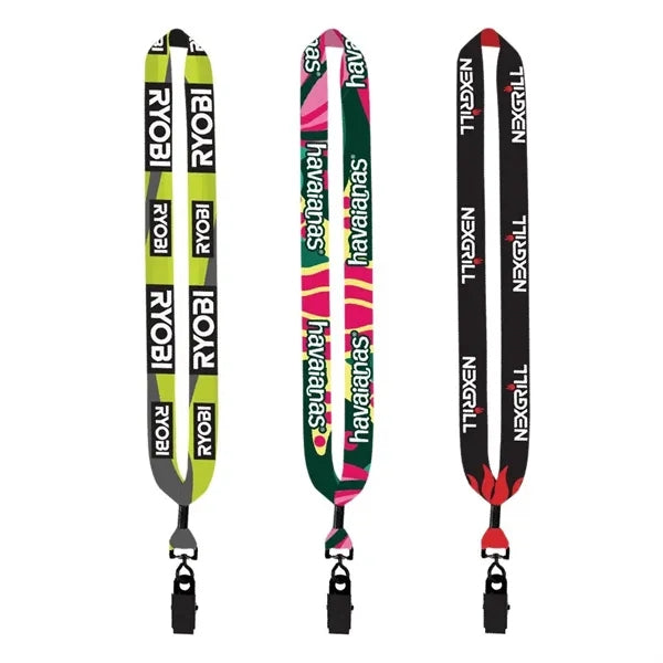 1" Dye Sublimated Lanyard with Metal Crimp & Metal Bulldog