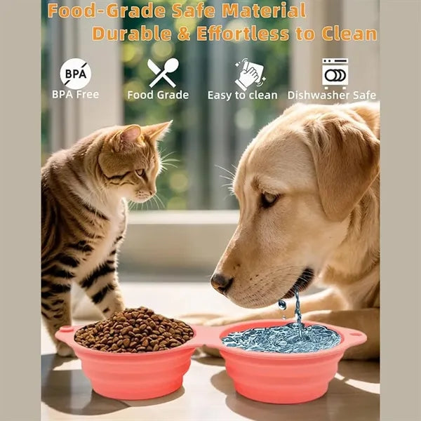 2 in 1 Collapsible Silicone Dog Bowl