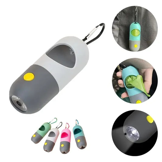 Dog Poop Bag Dispenser with Built-in Flashlight