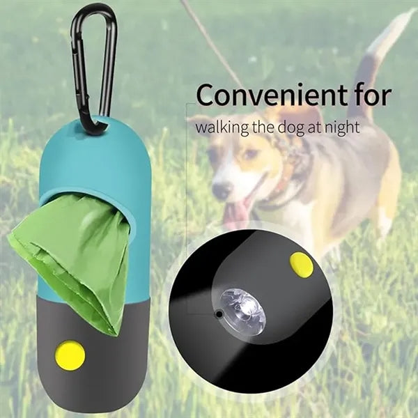 Dog Poop Bag Dispenser with Built-in Flashlight