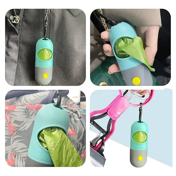Dog Poop Bag Dispenser with Built-in Flashlight