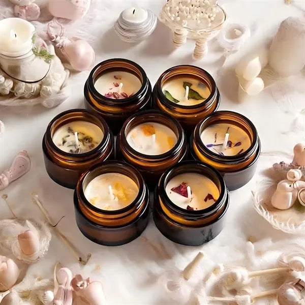 Logo Amber Glass Jar Soy Wax Candle Gift