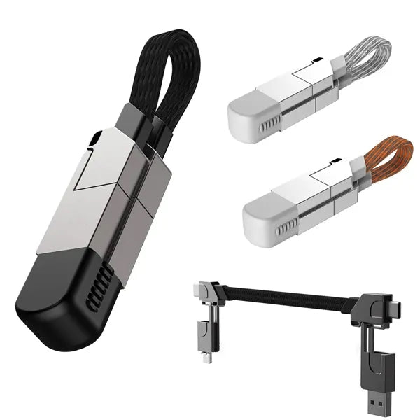 Zinc Alloy Portable Fast Charging Data Cable Keychain