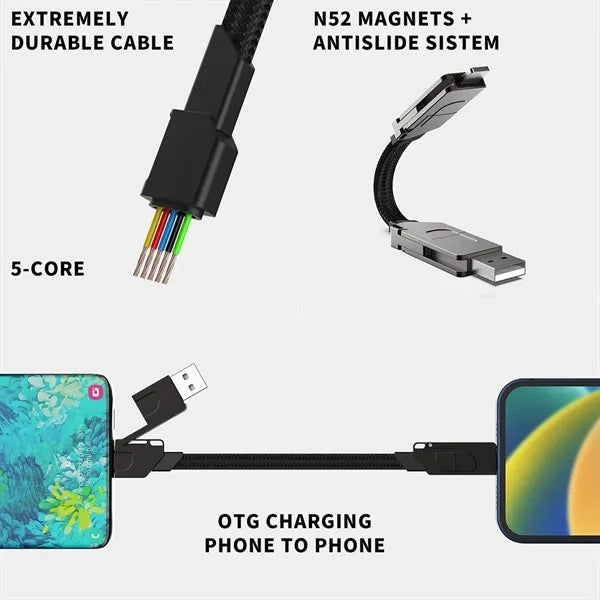 Zinc Alloy Portable Fast Charging Data Cable Keychain