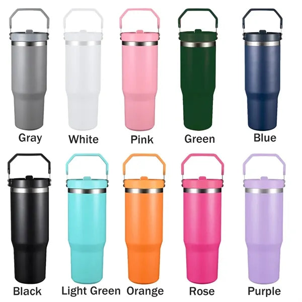 30oz Stainless Steel Insulated Water Bottle with Straw