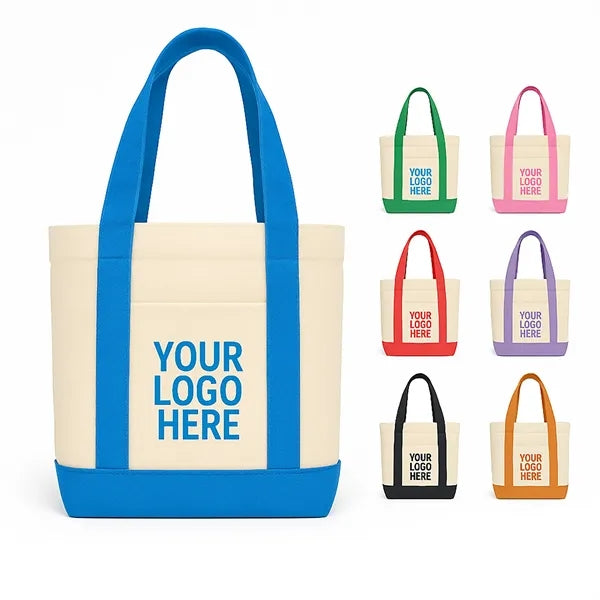 Natural Cotton Mini Tote Bag w/ Front Pocket