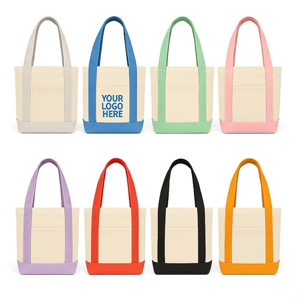 Natural Cotton Mini Tote Bag w/ Front Pocket