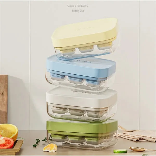 Mini Press-Action Ice Cube Tray and Storage Box