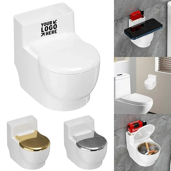 Creative Toilet-Shaped Wall-Mounted Ashtray w/ Lid