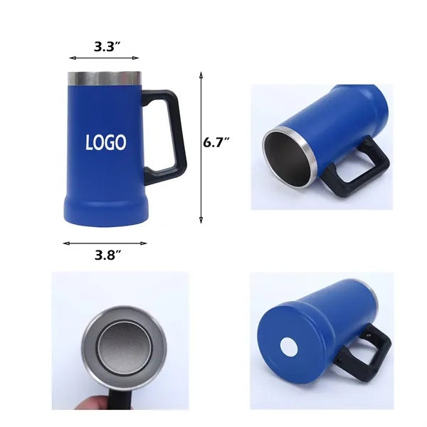 24oz Double-Walled Insulated Beer Mug With Handle