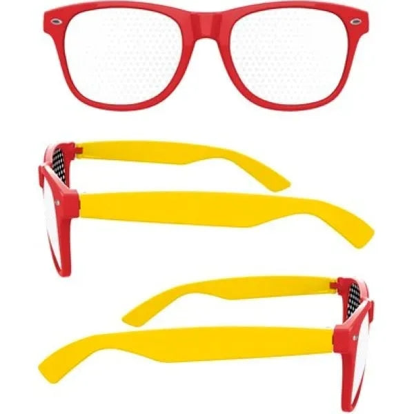 2-Tone Retro Pinhole Sunglasses W/ 1-Color Temple Imprint