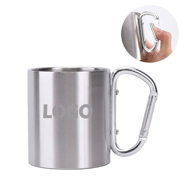 10oz Stainless Steel Camp Coffee Mug with Carabiner Handle