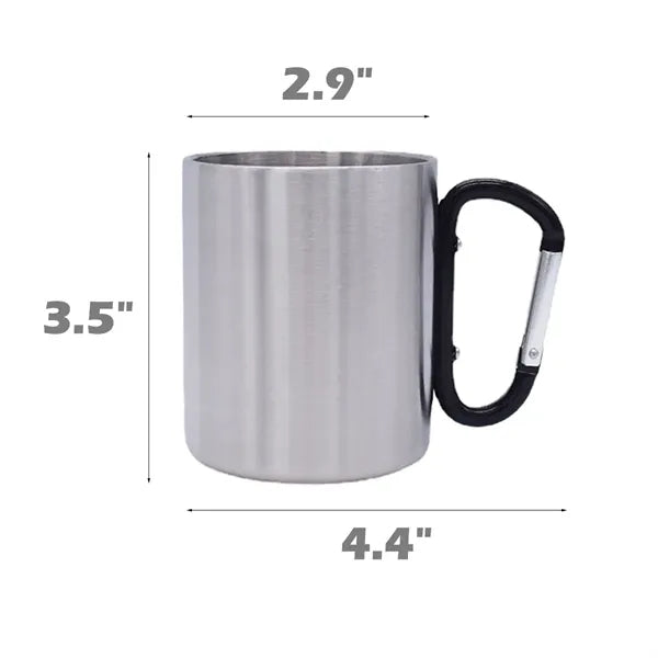 10oz Stainless Steel Camp Coffee Mug with Carabiner Handle