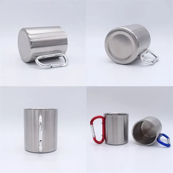 10oz Stainless Steel Camp Coffee Mug with Carabiner Handle