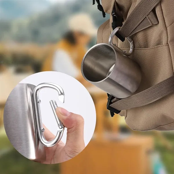 10oz Stainless Steel Camp Coffee Mug with Carabiner Handle