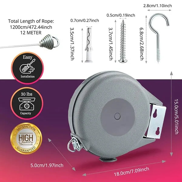 Indoor And Outdoor Retractable Portable Clothesline