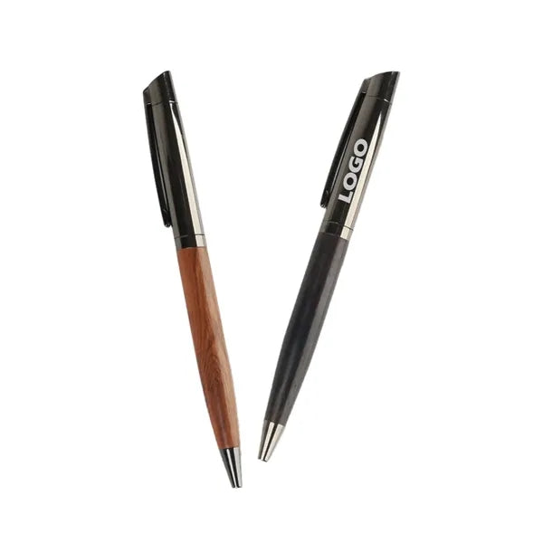 Wood And Metal Splicing Retractable Gel Pen