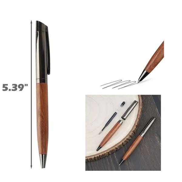 Wood And Metal Splicing Retractable Gel Pen