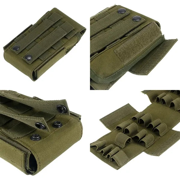 Portable Shotgun Shell Storage Bag With Tactical Webbing