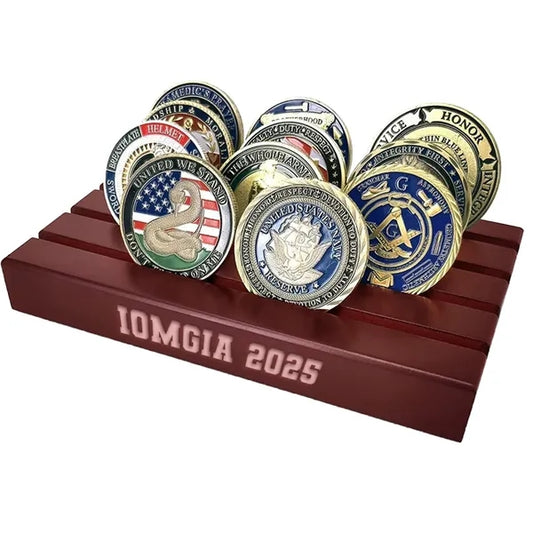 4 Row Solid Wood Coin Holder