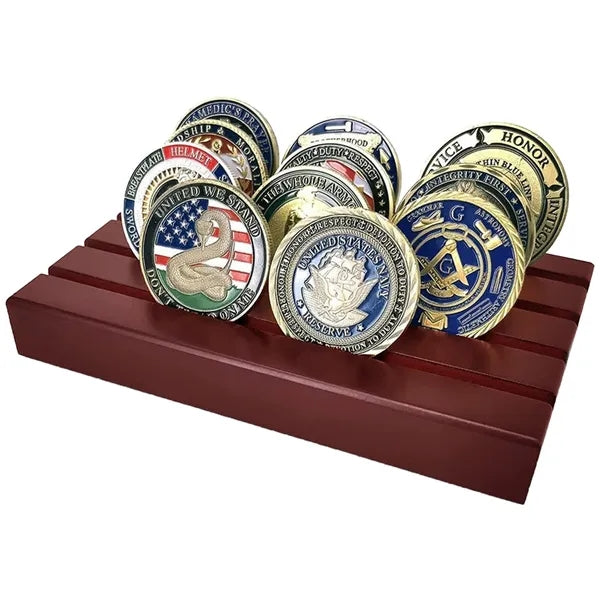 4 Row Solid Wood Coin Holder