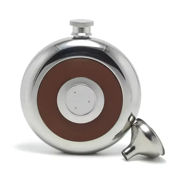5 oz Round Pocket Alcohol Liquor Flask With Shot Glass