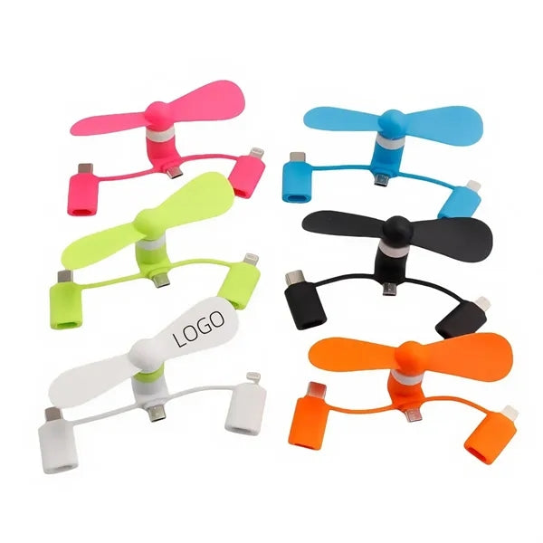 3-in-1 Mini USB Phone Fan, Portable Cooling Fan