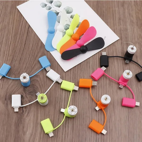3-in-1 Mini USB Phone Fan, Portable Cooling Fan