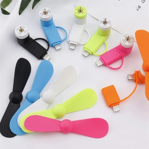 3-in-1 Mini USB Phone Fan, Portable Cooling Fan