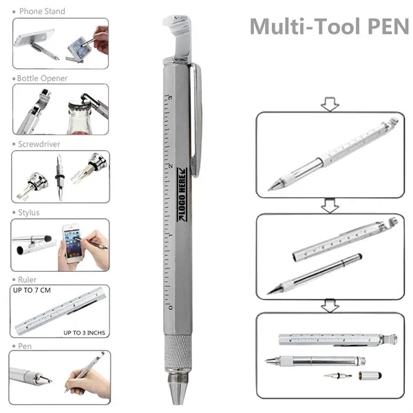 7 in 1 Tools Metal Ballpoint Pen With Screwdriver Ruler