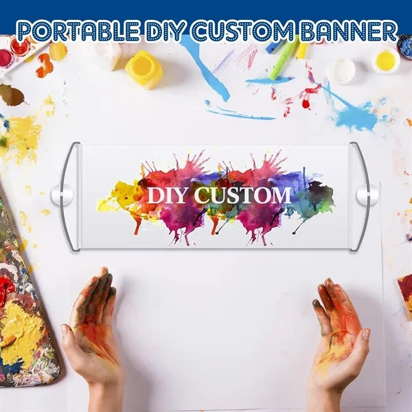 Retractable PET Plastic Scroll Hand Banner Flags