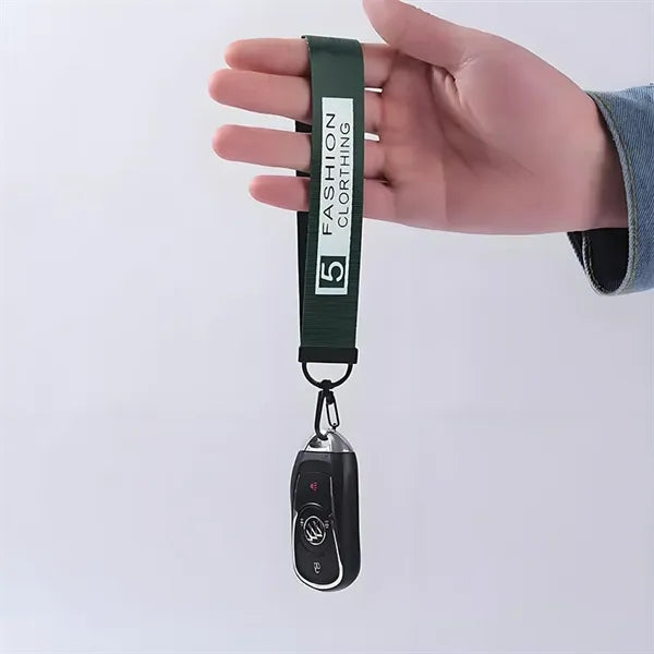 Solid Color Fabric Keychain Hand Wrist Lanyard