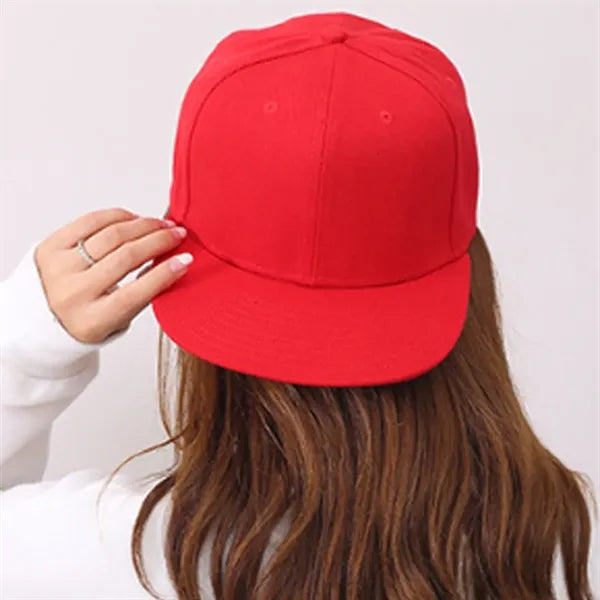 6 Panel Snapback Cap with Flat Brim