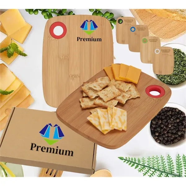 Small Bamboo Cutting Board w/Silicone Ring with Gift Box