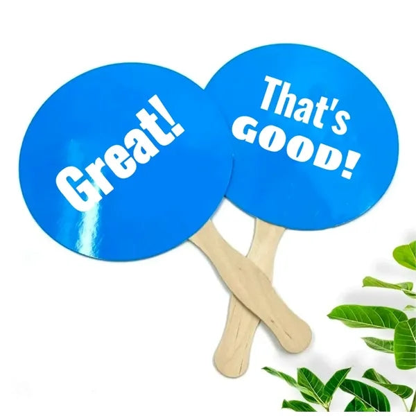 Customiable Shaped Paper Hand Fan with Wood Handle