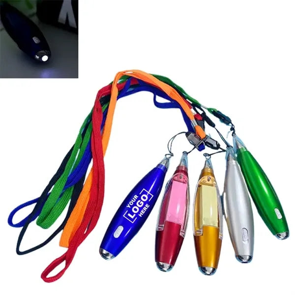 LED Sticky Note Ballpoint Pen With Lanyard