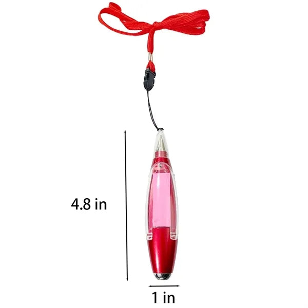 LED Sticky Note Ballpoint Pen With Lanyard
