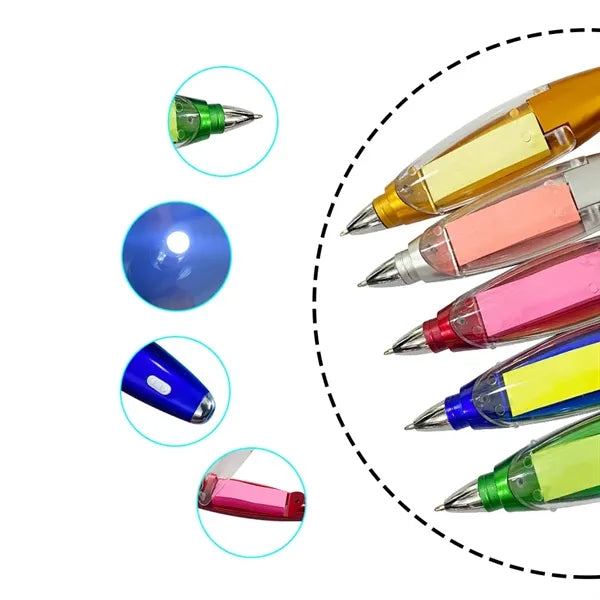 LED Sticky Note Ballpoint Pen With Lanyard